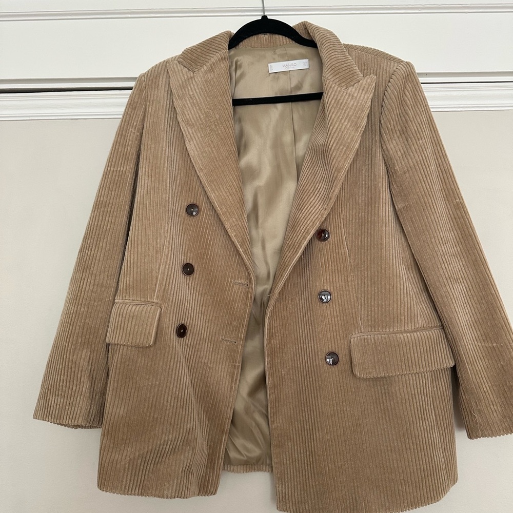 Mango Corduroy Blazer in Tan